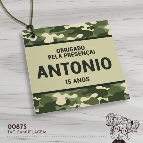 Tag Quadrada Camuflagem - 00875
