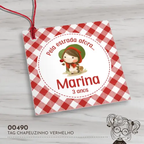Tag Quadrada Chapeuzinho Vermelho - 00490