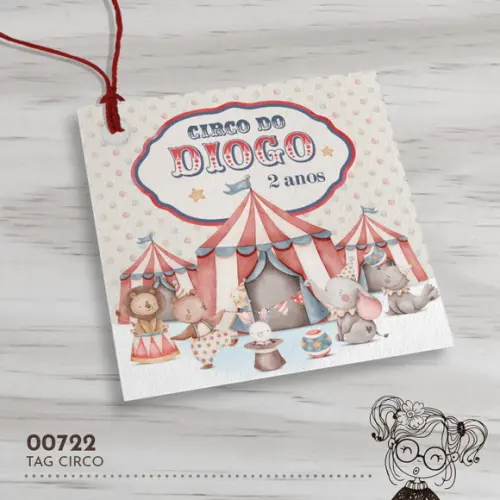 Tag Quadrada Circo - 00722
