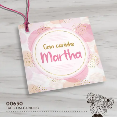 Tag Quadrada com Carinho - 00630