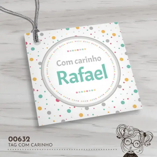Tag Quadrada com Carinho - 00632