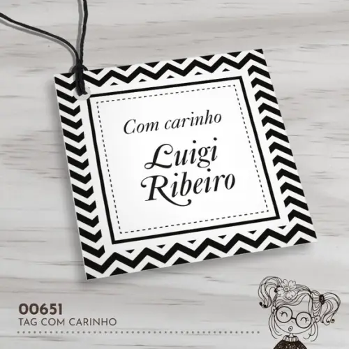 Tag Quadrada com Carinho - 00651