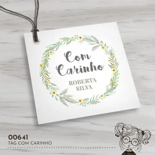 Tag Quadrada com Carinho - 00641