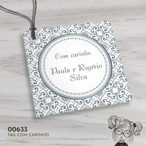 Tag Quadrada com Carinho - 00633