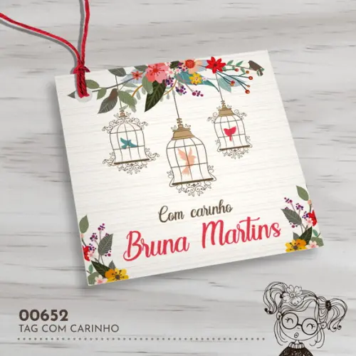 Tag Quadrada com Carinho - 00652