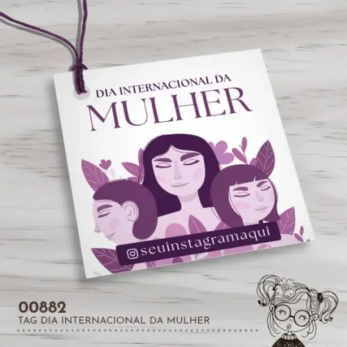Tag Quadrada Dia Internacional da Mulher - 00882