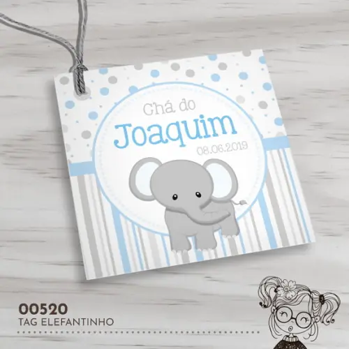 Tag Quadrada Elefantinho - 00520