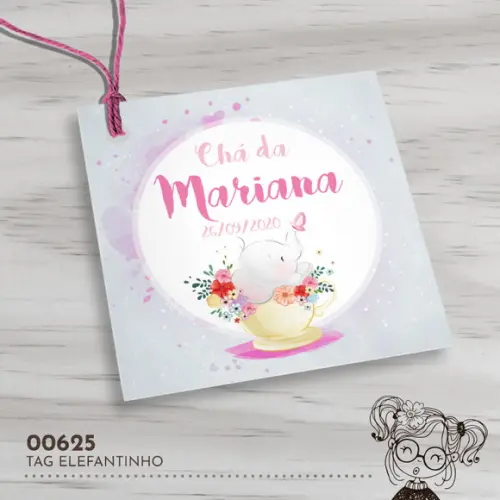 Tag Quadrada Elefantinho - 00625