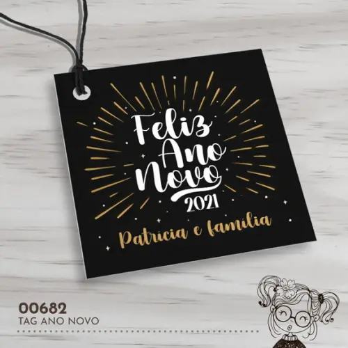 Tag Quadrada Feliz Ano Novo - 00682