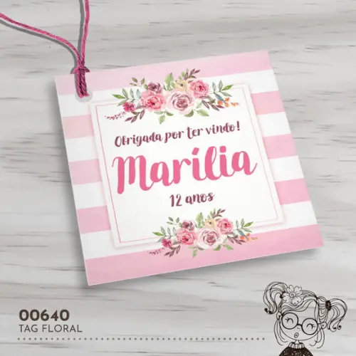 Tag Quadrada Floral - 00640