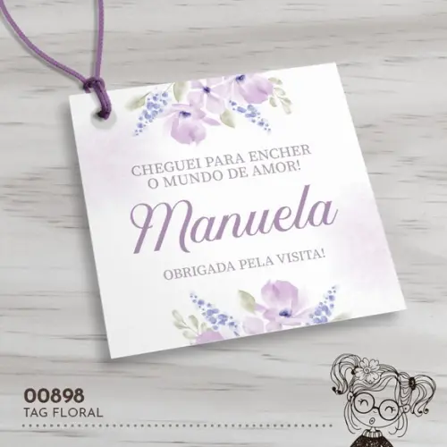 Tag Quadrada Floral - 00898