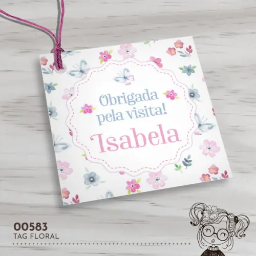 Tag Quadrada Flores - 00583