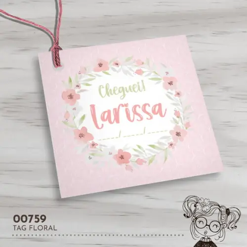 Tag Quadrada Floral - 00759