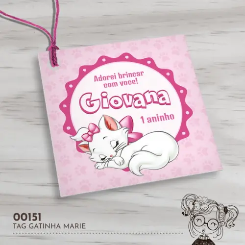 Tag Quadrada Gatinha Marie - 00151