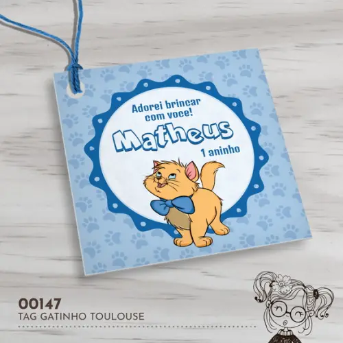 Tag Quadrada Gatinho Toulouse - 00147
