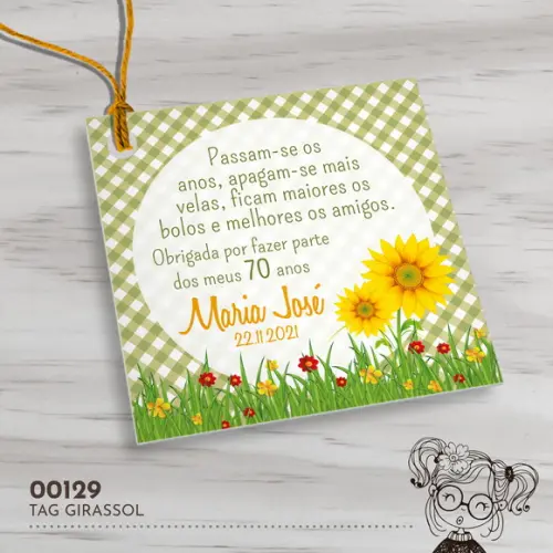 Tag Quadrada Girassol - 00129