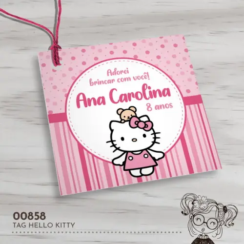 Tag Quadrada Hello Kitty - 00858
