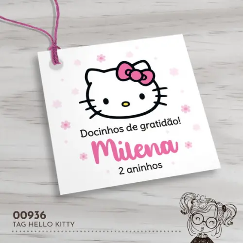 Tag Quadrada Hello Kitty - 00936
