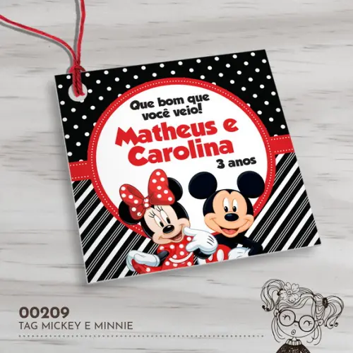 Tag Quadrada Mickey e Minnie - 00209