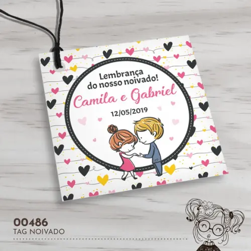 Tag Quadrada Noivado - 00486