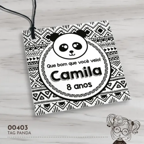 Tag Quadrada Panda - 00403