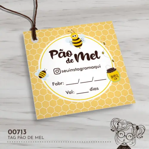 Tag Quadrada Pão de Mel - 00713