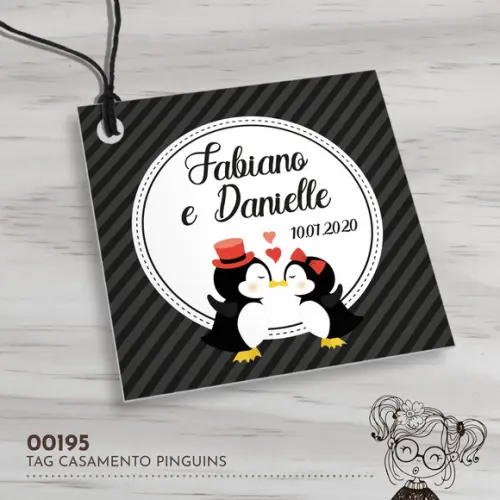 Tag Quadrada Pinguins - 00195
