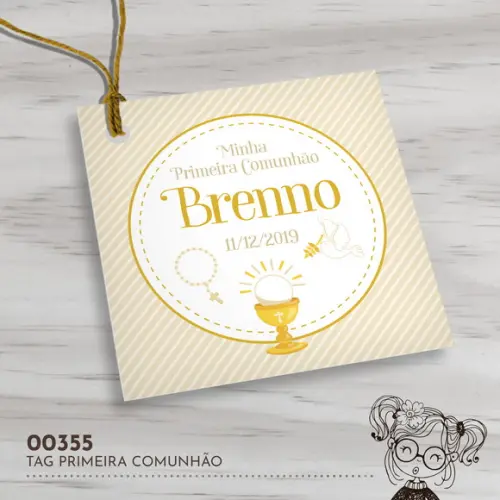 Tag Quadrada Primeira Comunhão - 00355