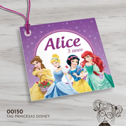Tag Quadrada Princesas Disney - 00150