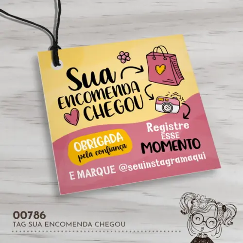 Tag Quadrada Sua Encomenda Chegou - 00786