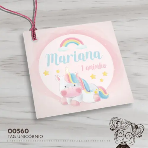 Tag Quadrada Unicórnio - 00560