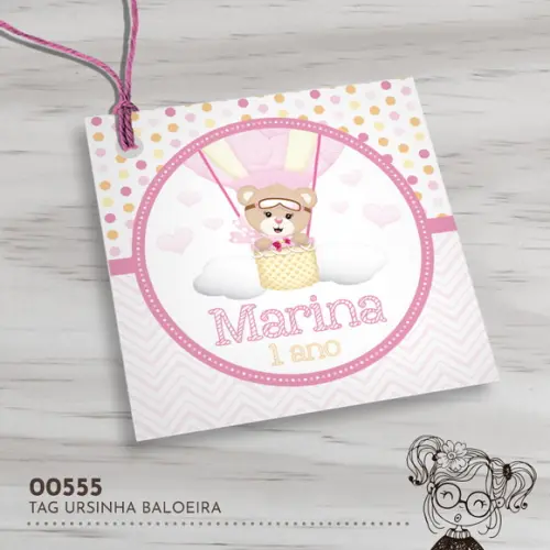 Tag Quadrada Ursinha Baloeira - 00555
