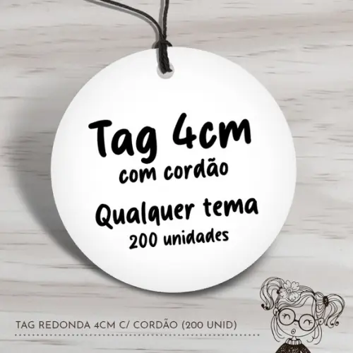 Tag Redonda 4cm c/ Cordão - 200 Unidades