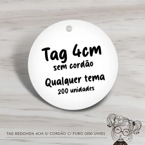 Tag Redonda 4cm s/ Cordão - 200 Unidades