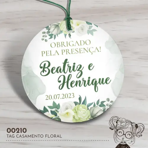 Tag Redonda Casamento Floral - 00210