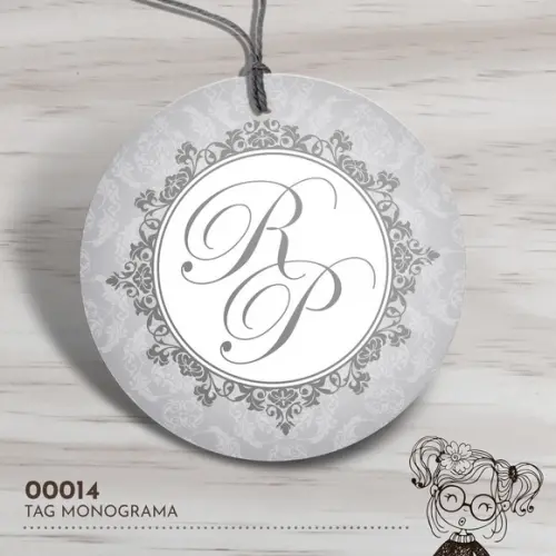 Tag Redonda Casamento Monograma - 00014