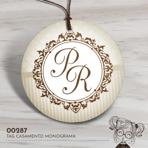 Tag Redonda Casamento Monograma - 00287