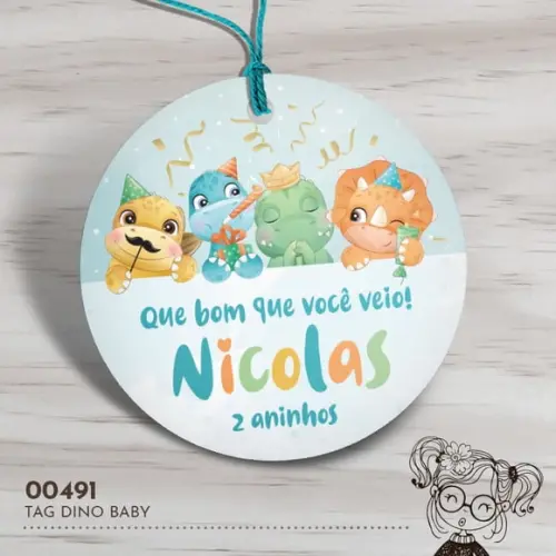 Tag Redonda Dino Baby - 00491