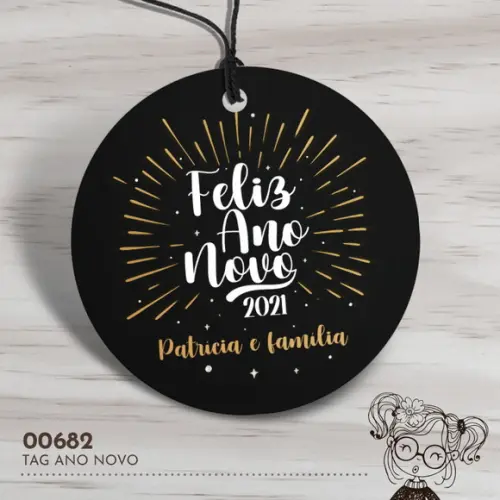Tag Redonda Feliz Ano Novo - 00682