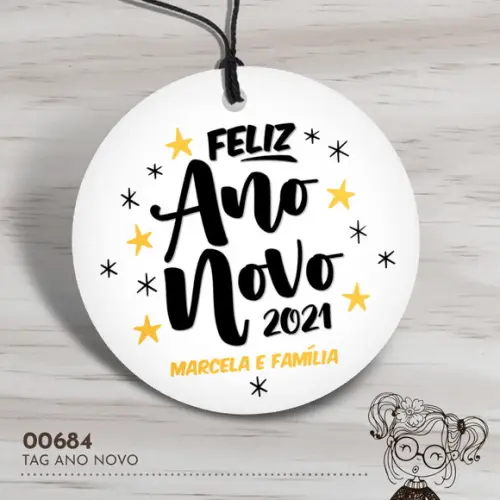 Tag Redonda Feliz Ano Novo - 00684