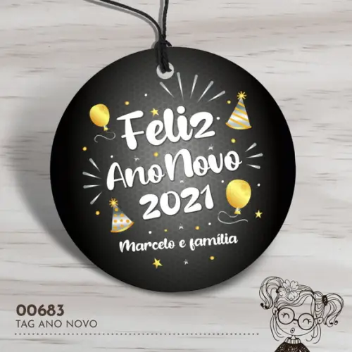 Tag Redonda Feliz Ano Novo - 00683