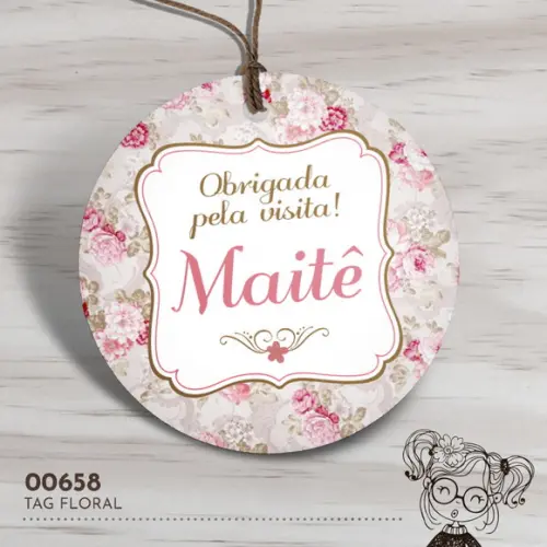 Tag Redonda Floral - 00658