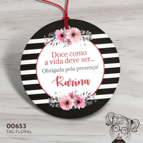 Tag Redonda Floral - 00653