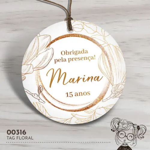 Tag Redonda Floral - 00316