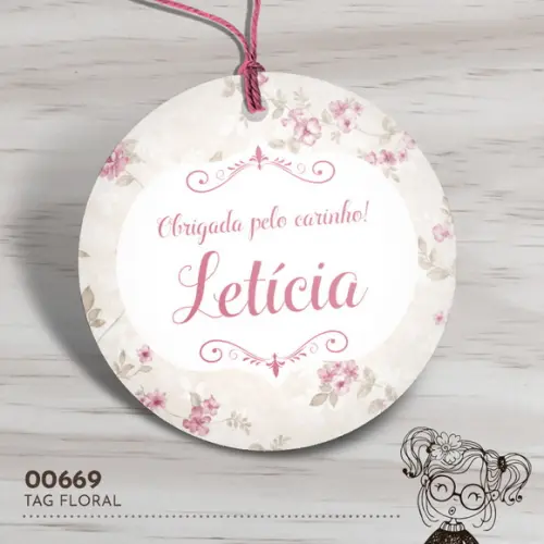 Tag Redonda Floral - 00669
