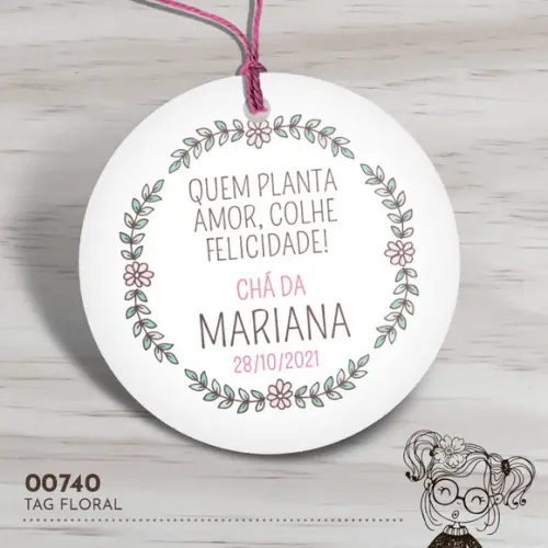 Tag Redonda Floral - 00740
