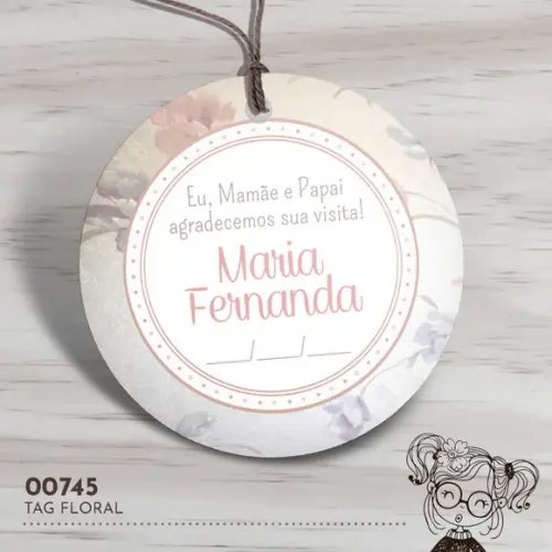Tag Redonda Floral - 00745