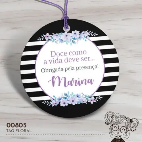 Tag Redonda Floral - 00805