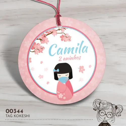 Tag Redonda Kokeshi - 00344