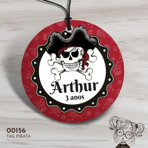 Tag Redonda Piratas - Caveira - 00156